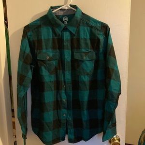 Wonder Nation green/black flannel button up. NWOT